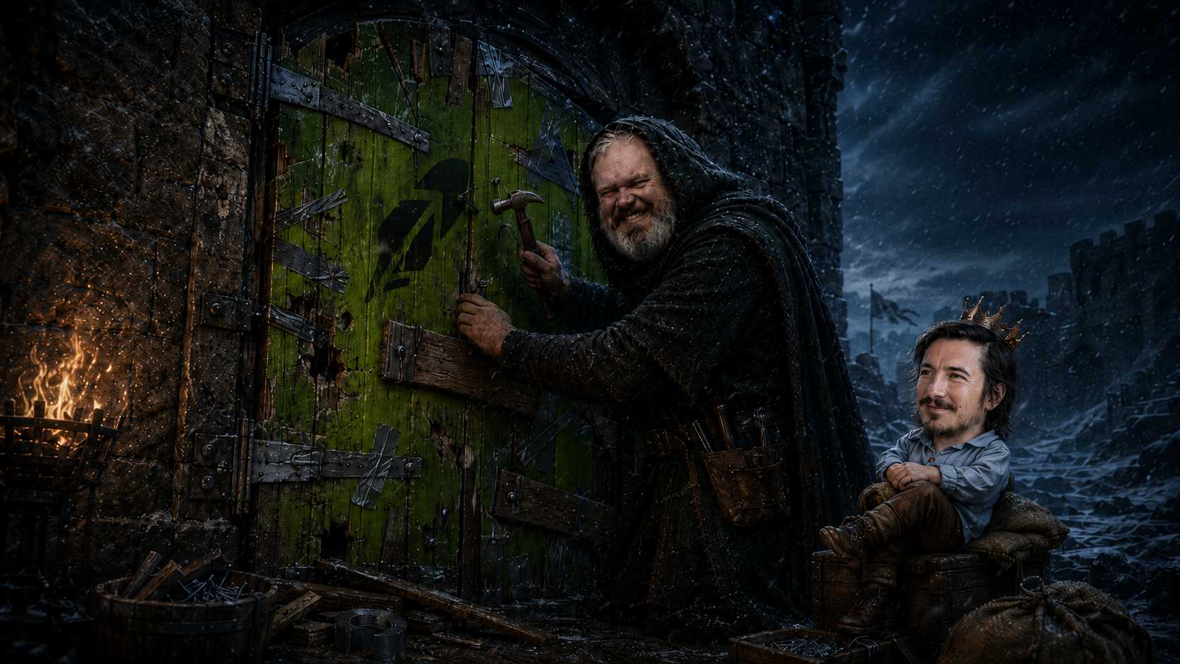 Hoodor nailing the door shut